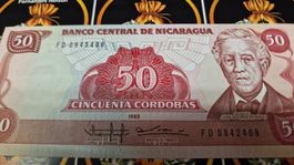 Nicaragua 50 Cordobas Geldschein von 1985, Top Zustand!