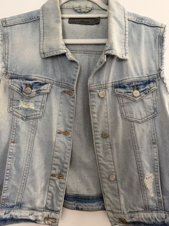 Jeansweste Zara Basic blau Used-Look