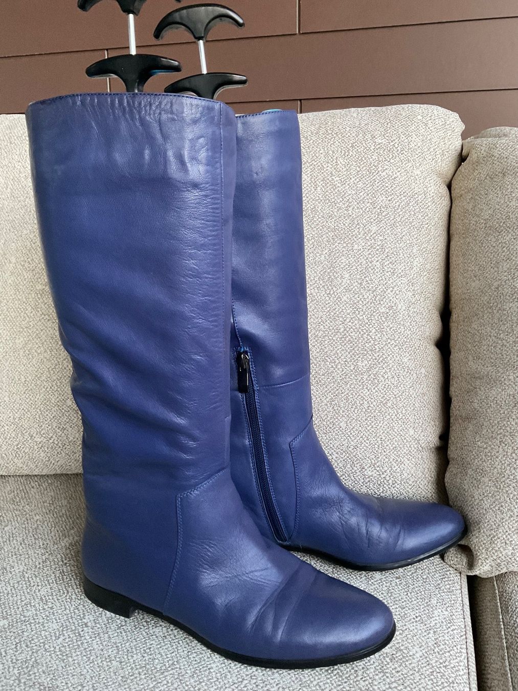 Damenschuhe: Leder Stiefel Gr 37 violett – Gebraucht aus Urdorf von alda02
