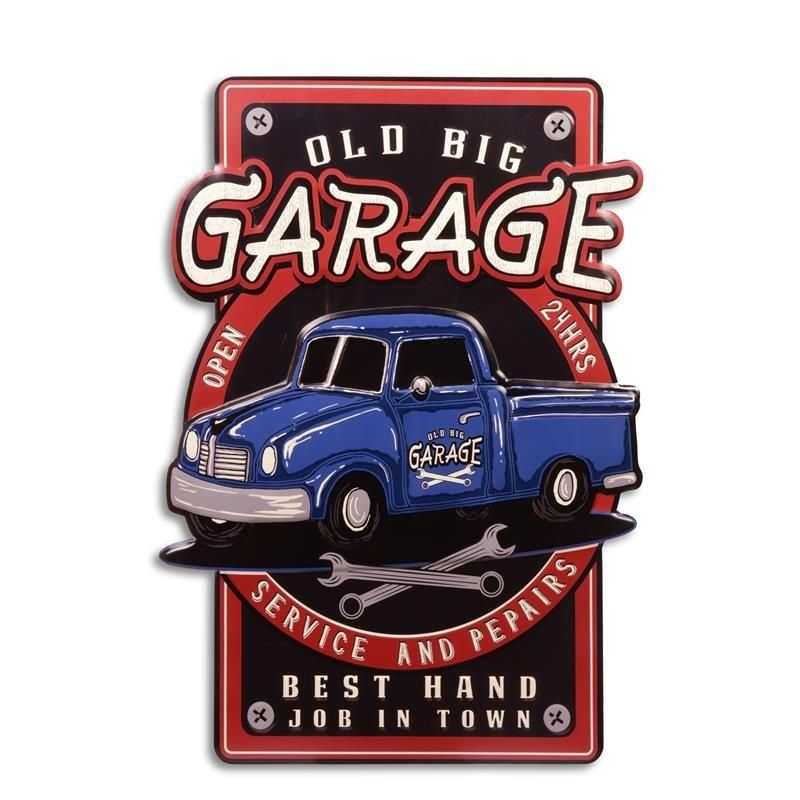 Schilder: Großes Blechschild "OLD BIG GARAGE" – Gebraucht aus Sugiez von brockicenter
