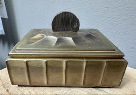 Antike Deckeldose Holzdose mit Messingverkleidung