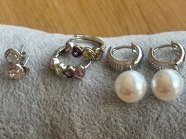 Luxus Elegante Ohrstecker Ohrschmuck  Farbe:Silber Zirkonia