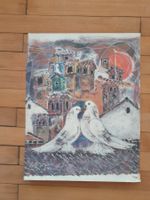 Lithografie von Alban Welti / Tauben