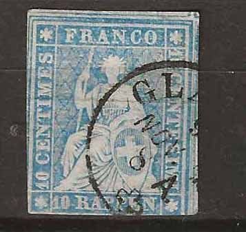 Tutti i francobolli: CH023ca - Strubel no 23ca obl. – Usato da Trélex venduto da Phil_Albert