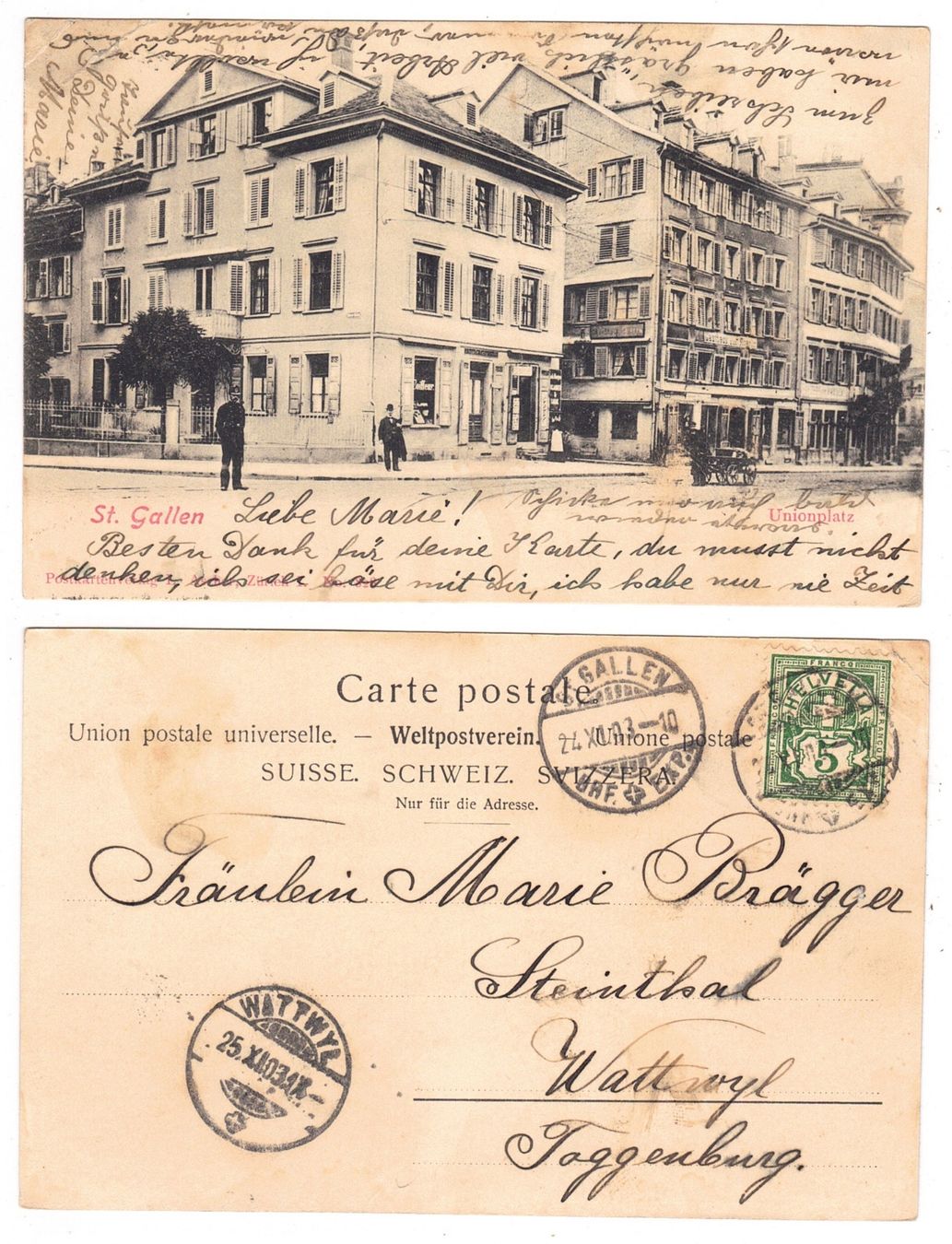 Cartes postales: St.Gallen, Unionplatz – D'occasion à La Tour-de-Peilz par amjust