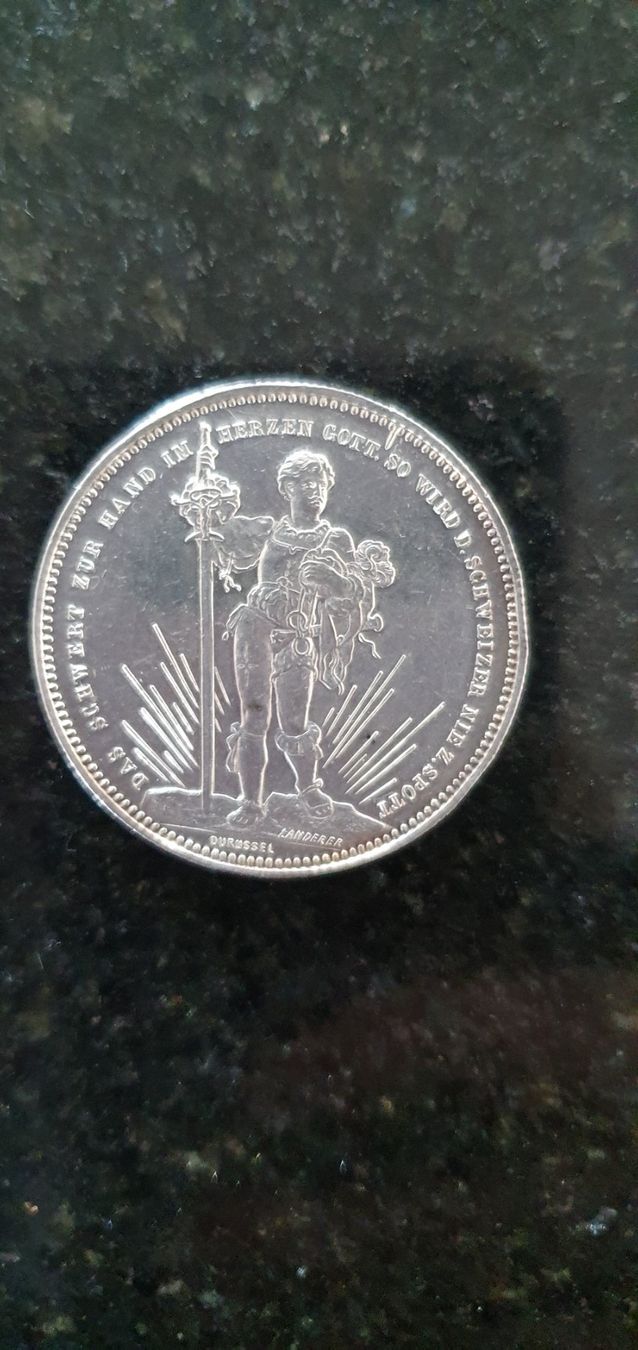 Alle Münzen: 5 Fr. Schützentaler Basel 1879, Silber – Gebraucht aus Wallenwil von Rainbow45