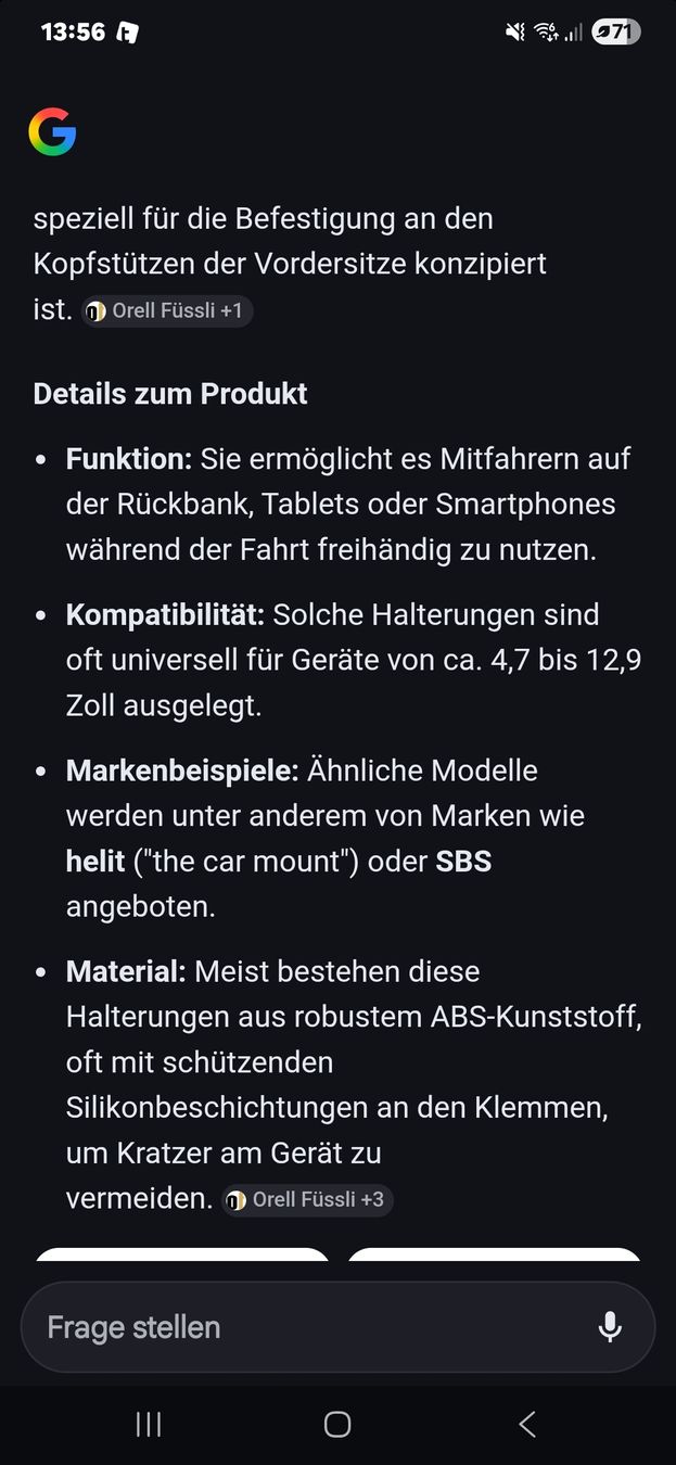 Supporti a parete: Tablet- oder Smartphonehalterung für die Nutzung Rücksitz – Usato da Emmenbrücke venduto da prisan_LU 3