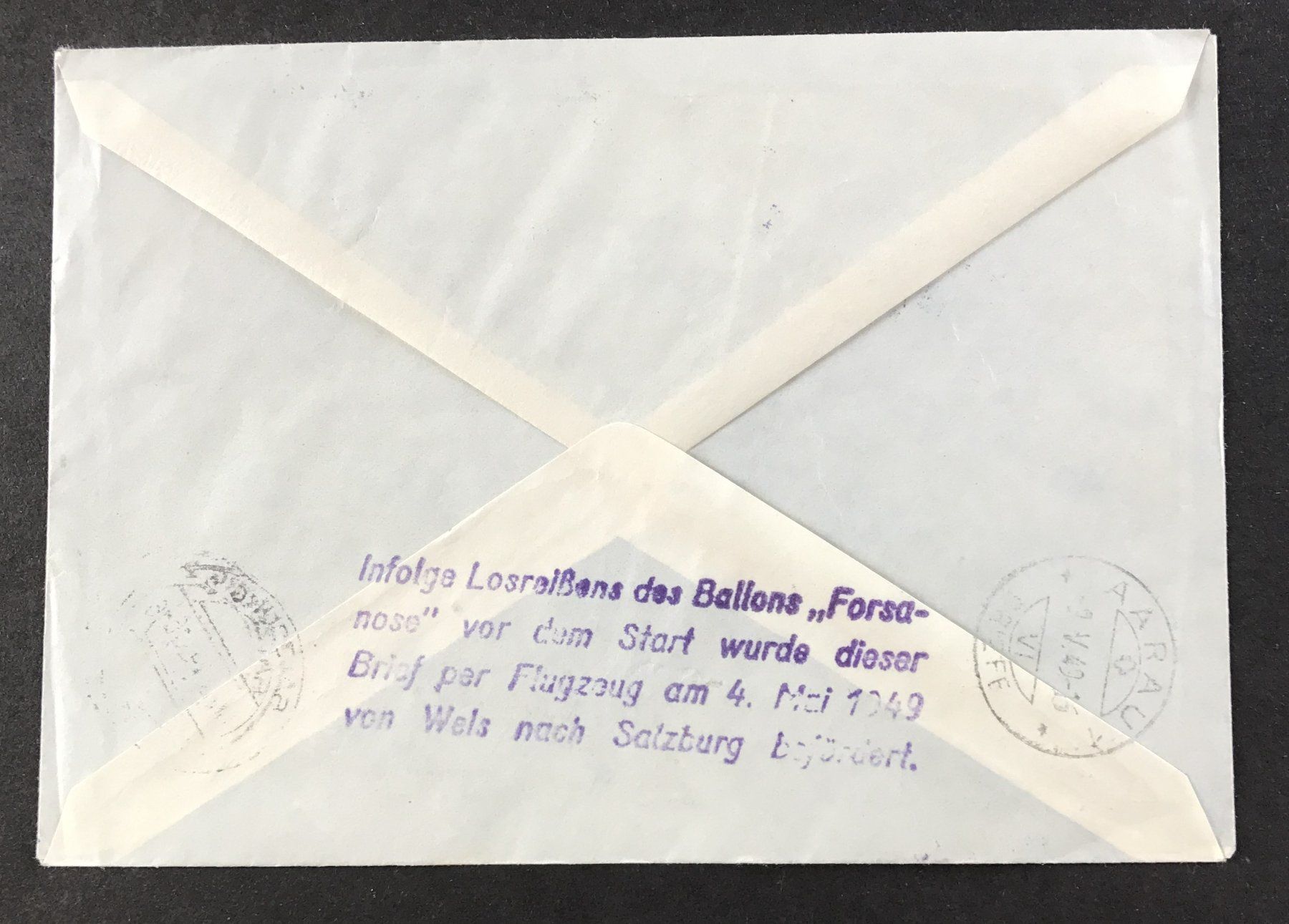 Tutti i francobolli: ANTIKER BRIEFUMSCHLAG 2.OEST.BALLON-POST-FLUG 1949 – Usato da Ostermundigen venduto da Kari1937 1