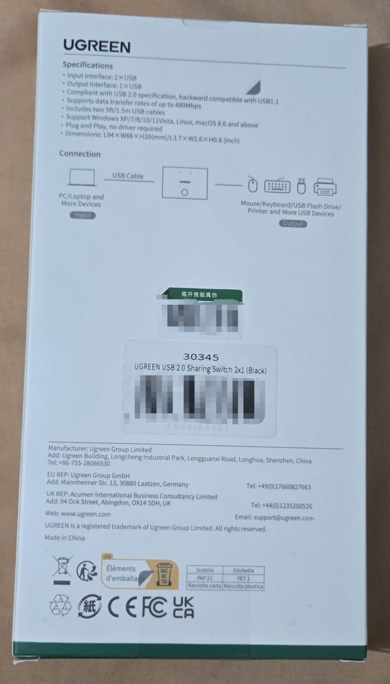 Ugreen Hub & Switch: UGREEN USB 2.0 Sharing Switch 2 in 1 Out (480Mbps)  – Nuovo e nell'imballaggio originale da Lausanne venduto da Baha76_s 1