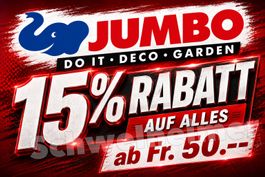 Jumbo: 15% Rabatt  auf ALLES inkl reduzierte Artikel