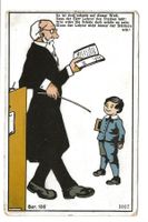 Schule - Lehrer unterrichtet Schüler - Stecken - Spruch 1917