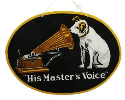 Schilder: Emailschild "His Master's Voice" doppelseitig – Gebraucht aus Pfeffingen von Usgsuechts 1