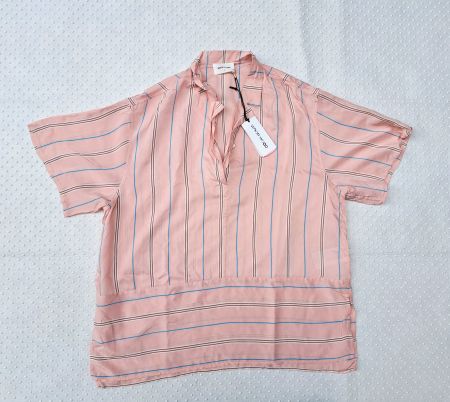 Wood Wood Bluse, Gr. 38, Rosa gestreift, 7% Leinen