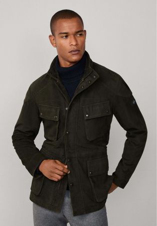 Hackett London Lederjacke - forest night green