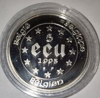 Belgien 5 ECU Münze 1993, silber, neuwertiger Zustand