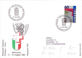 1994 Brief Bellinzona Regiophil XXV
