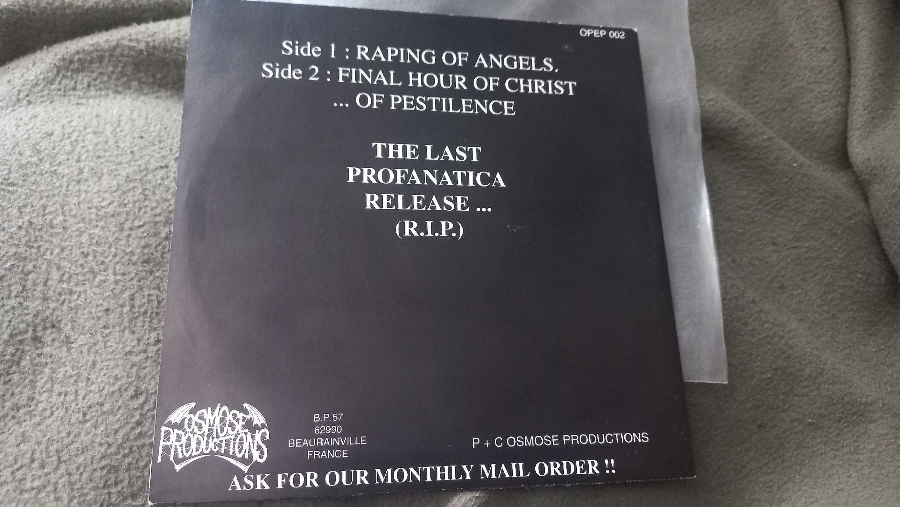 Dischi in vinile: Profanatica-As Tears...7" Single MISPRINT Vers. BLACK METAL  – Usato da Olten venduto da Donatello1984 1