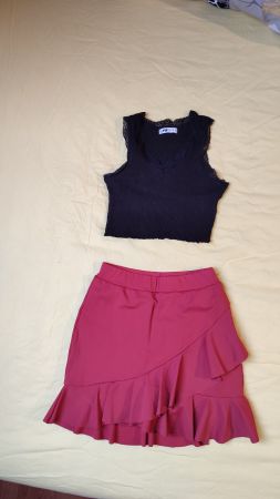 Sommer Outfit Set Gr. S Top & Rock Volant elegant Halara