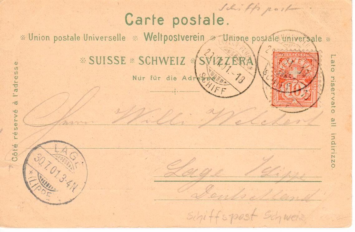 Cartoline postali: AK Flühlen 1901 Schiffpost – Usato da Wolhusen venduto da Curver9 1
