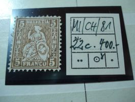 Sitzende Helvetia 5 Rp, MI 22c, gestempelt