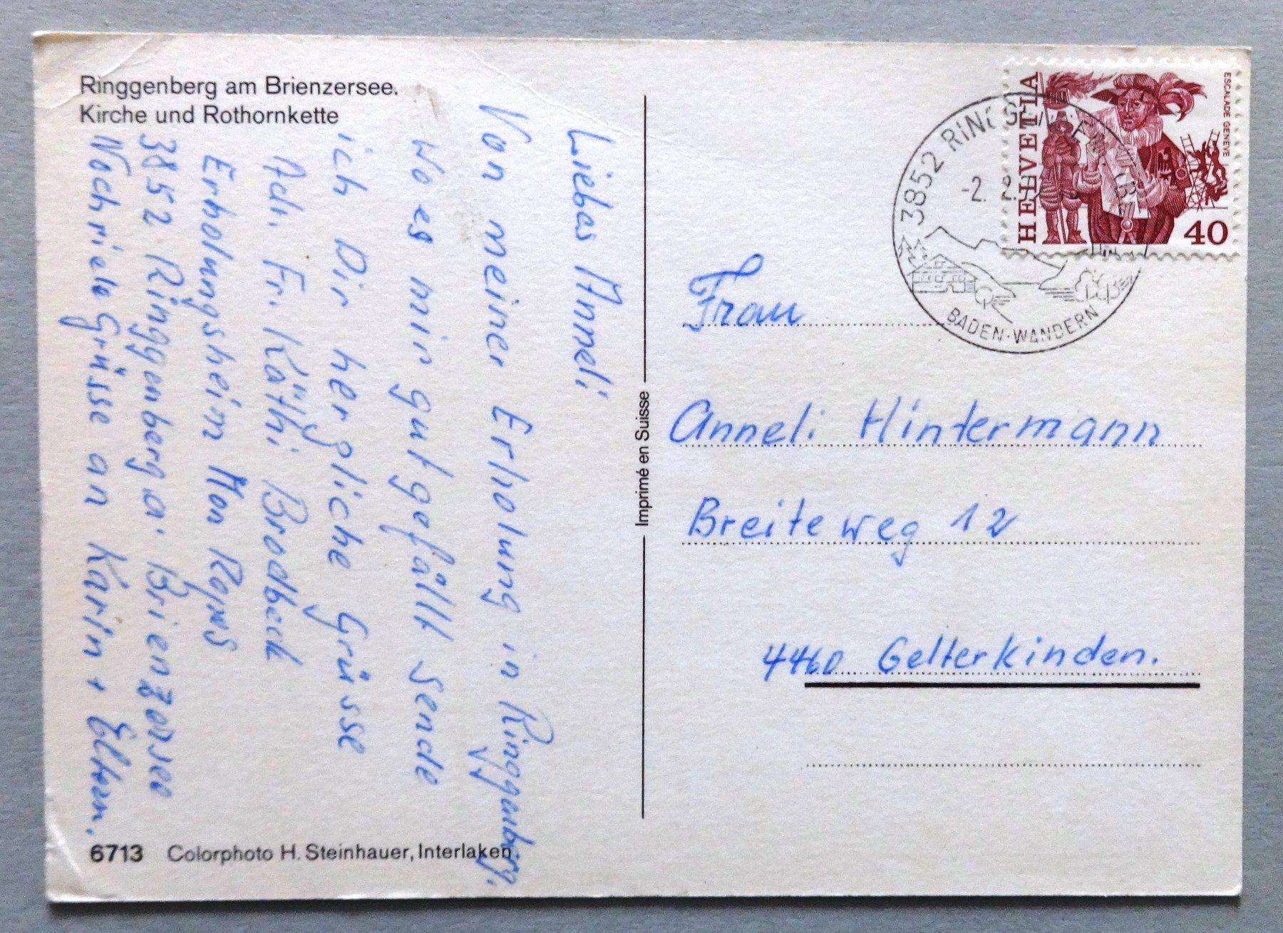 Cartoline postali: Ringgenberg am Brienzersee – Difettoso da Fétigny venduto da Billy2miny 1