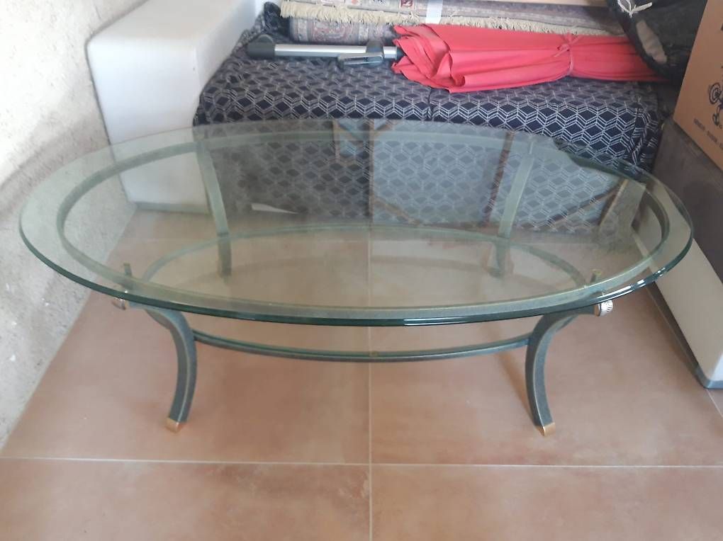 Tavoli: Table basse ovale verre et fer – Usato da Gland venduto da Lana1530 1