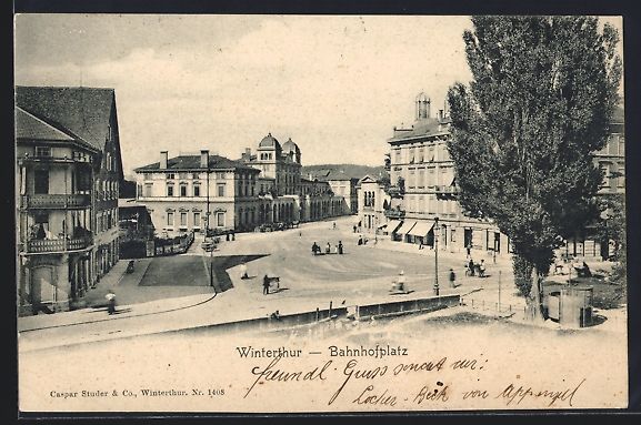 Ansichtskarten: Winterthur, Blick auf den Bahnhofplatz – Gebraucht aus Berlin von bartko-reher