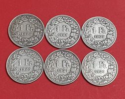 1 Franken 1876,1908,1909,1928,1921,1920 „Silber“