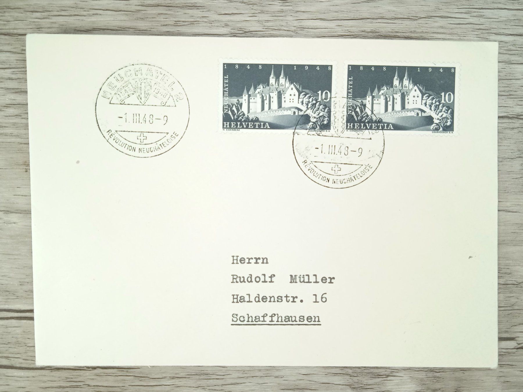 Tutti i francobolli: TR72 Enveloppe + Timbre Suisse 1948 – Usato da Cousset venduto da Patrick_Collections