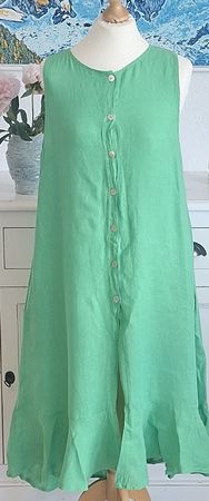 Sommerliches Leinenkleid, Grün, Grösse L - Ideal für den Som