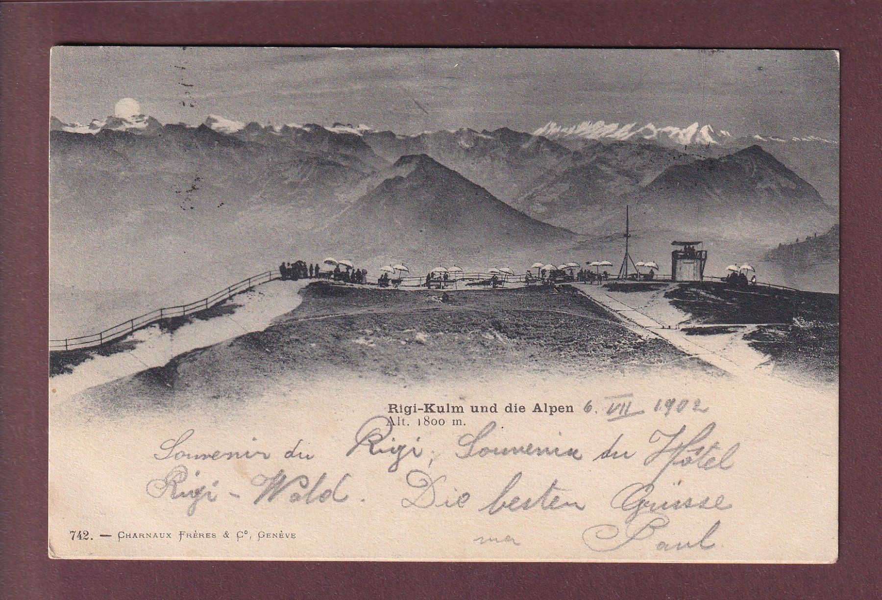 Cartoline postali: RIGI-KULM - 1902 Charnaux Frères – Usato da Pully venduto da nicecards