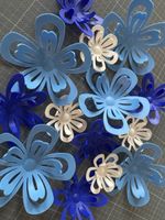 Wandschmuck Blumen Set 14 Stück Kunststoff blau weiss