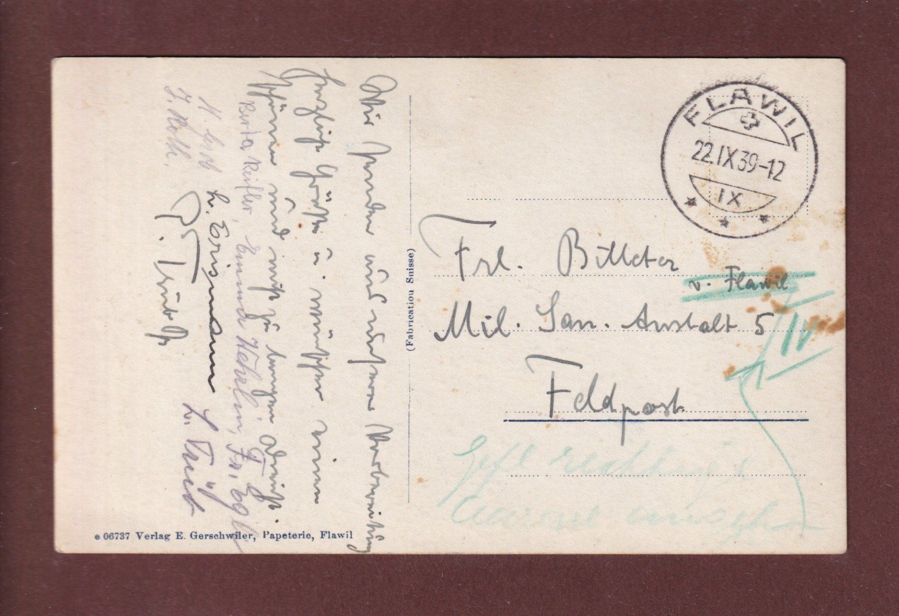 Cartoline postali: FLAWIL - Evangelische Kirche - 1939 – Usato da Pully venduto da nicecards 1