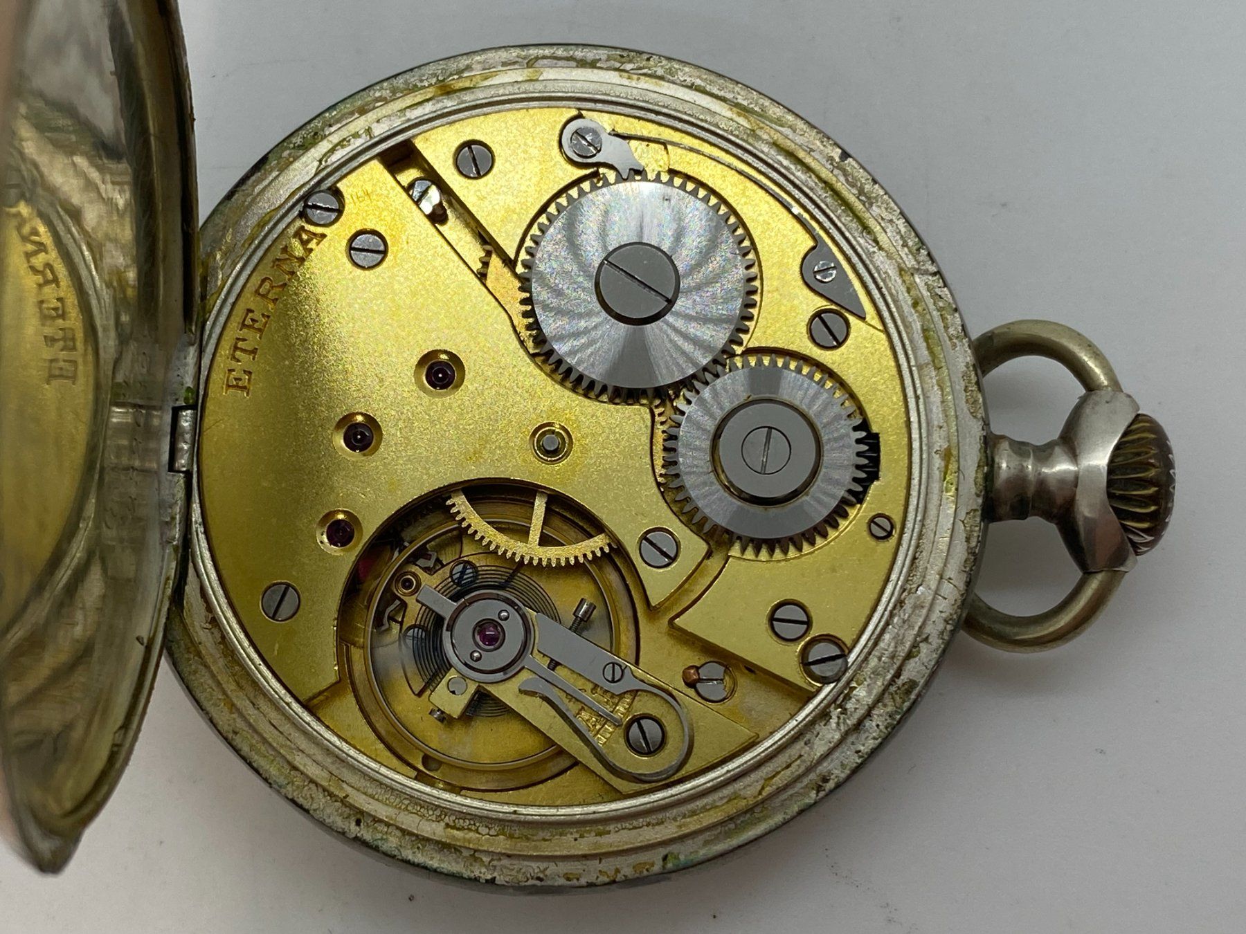 Eterna Uhren: ETERNA Chronometre Taschenuhr 50mm Silber läuft /// E650 – Gebraucht aus Bern von  5