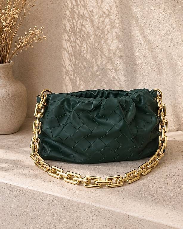 Borse da donna: BORSA VERDE INTRECCIATA – Nuovo e nell'imballaggio originale da Lugano venduto da solowolford