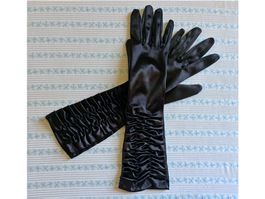 Handschuhe lang one size Party schwarz gerafft VINTAGE 1990s