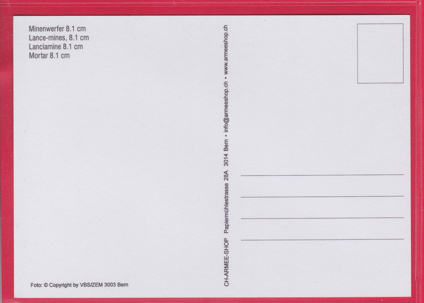 Cartoline postali: MINENWERFER 8.1 cm – Usato da Oberrieden venduto da Gebirgsstelze 1