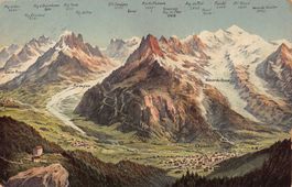 Vogelschau-AK Chamonix et le Mont-Blanc, circulée 1911