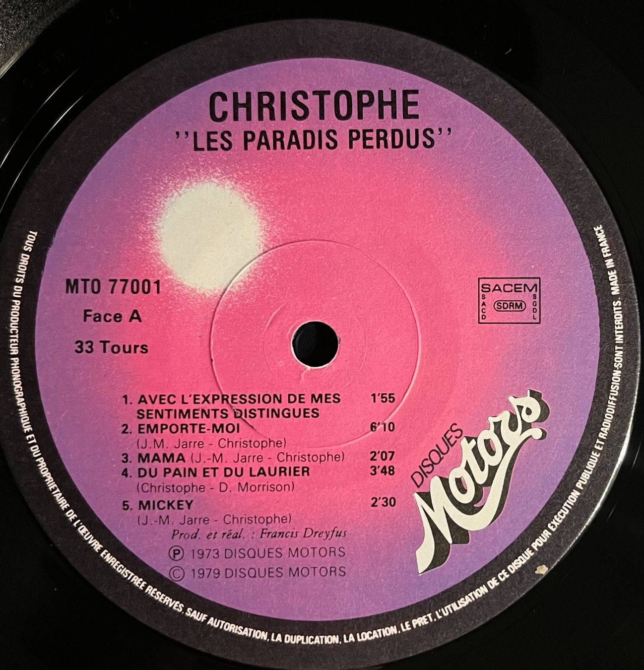 Vinyles: CHRISTOPHE - LES PARADIS PERDUS - 33 Tours – D'occasion à Bussigny par vinyl-pas-cher 2