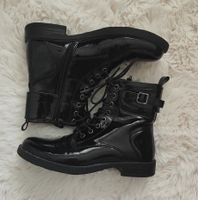 Stiefel mit Innenfleece, glänzendes Kunstleder, Grösse 40