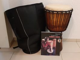 Djembe mit passender Tasche und Lehrbuch ink. CD