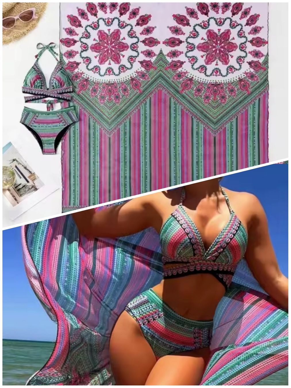 Badekleider & Bikinis: Bikini M/L mit Bindetuch, türkis, pink,blau – Neu (gemäss Beschreibung) aus Wohlenschwil von juliavst 3