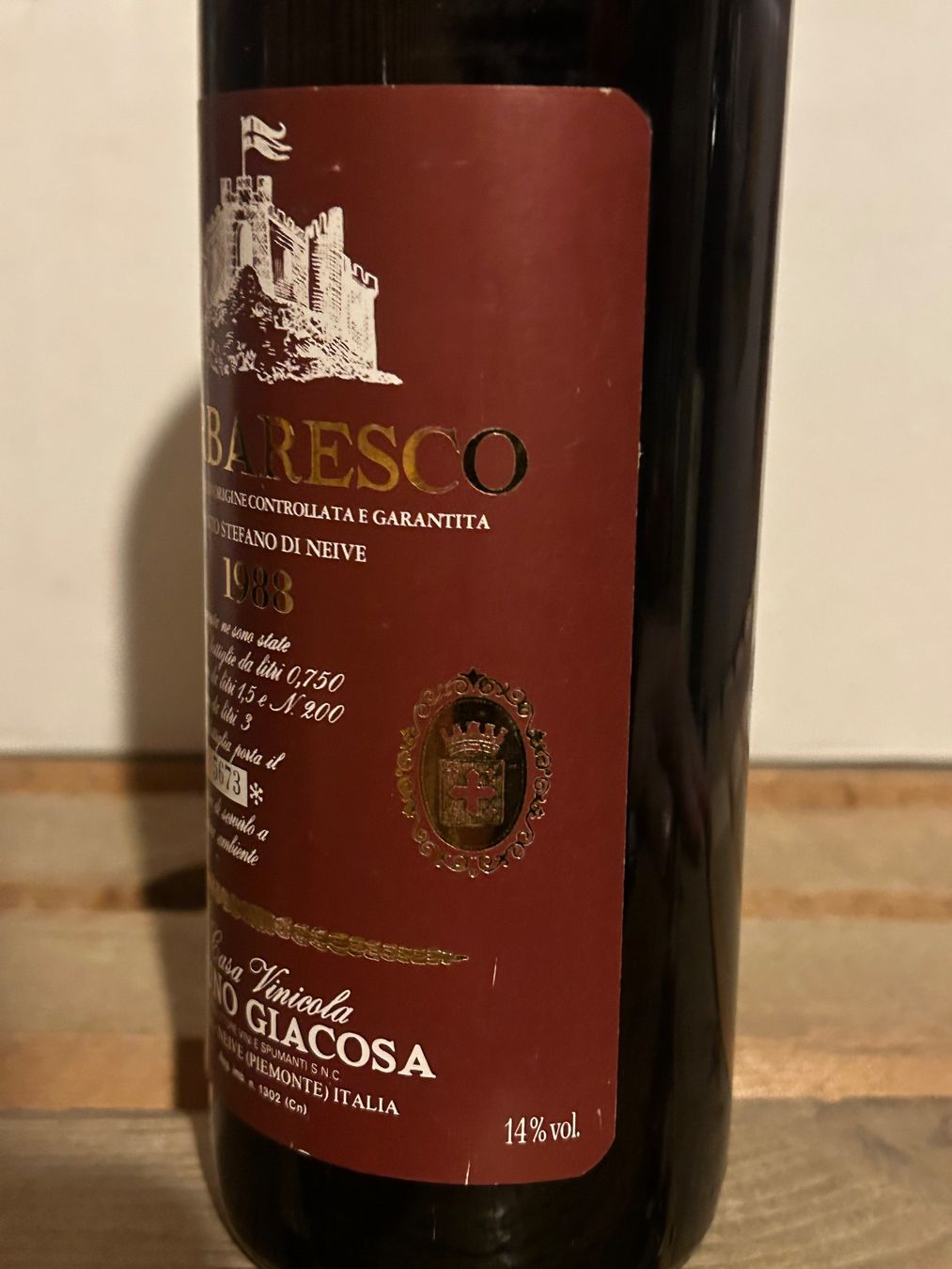 Vino: BRUNO GIACOSA Barbaresco Santo Stefano Riserva 1988 – Nuovo (secondo la descrizione) da Roche VD venduto da avediscipule 4