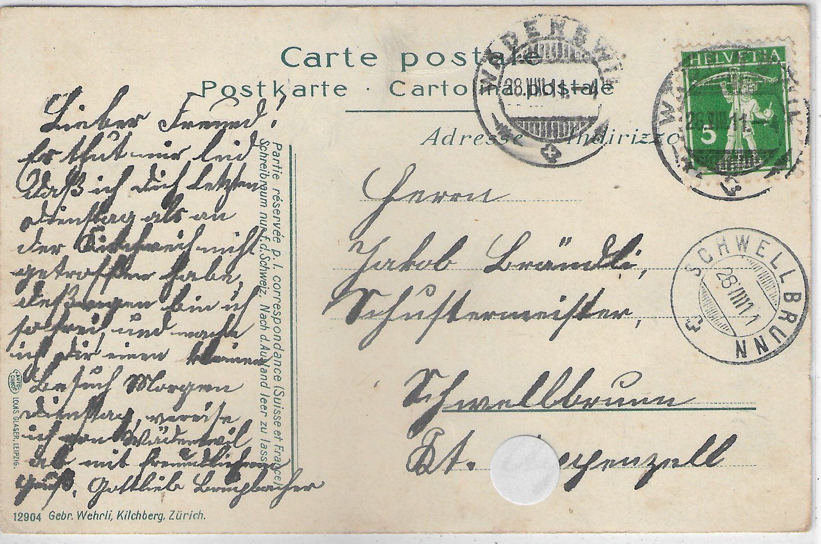 Cartoline postali: Wädenswil - Generalansicht – Usato da Ettingen venduto da Kartenplanet 1