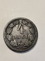 Antike K.K. Oesterreichische Münze, 4 Kreuzer 1861 Top!