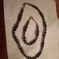 Schmuckset Halskette und Armband schwarz silberfarben