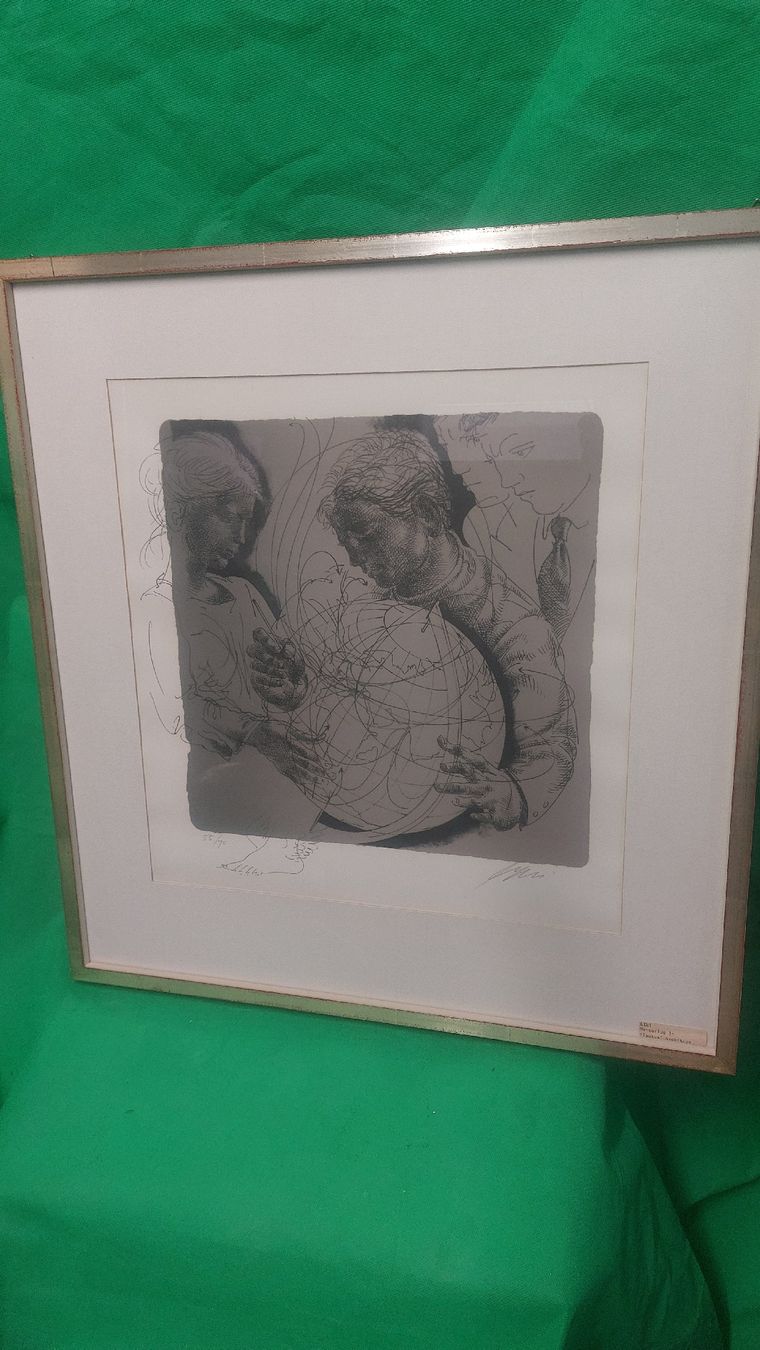 Grafiken & Lithographien: H. Erni, Lithographie "Teichne", handsigniert, gerahmt. – Gebraucht aus Opfertshofen SH von museumswert
