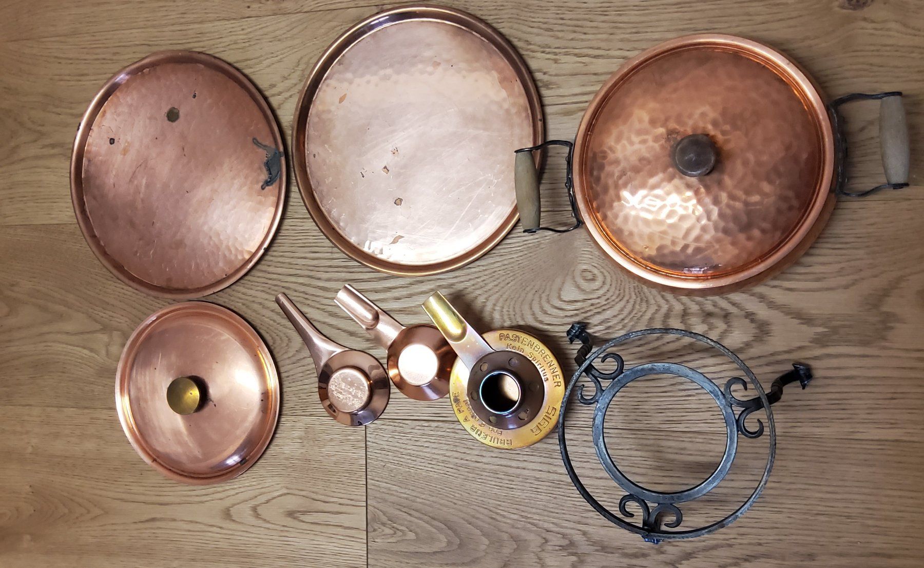 Sigg Padelle: Kupferpfannen mit Deckel, Teller, Rechaud-Brenner SIGG – Usato da Naters venduto da 3904Naters 2