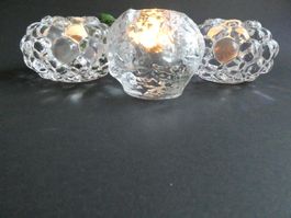 Teelichter 3 Kosta Boda 1x SNOWBALL + 2x RASPERRY
