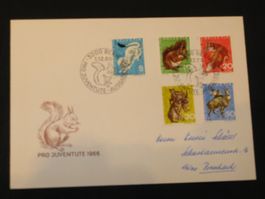 Pro Juventute FDC 1966 Nr. 215 - 219 Einheimische Wildtiere